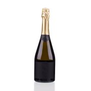 Champagne bottle with golden top. Isolated on white background